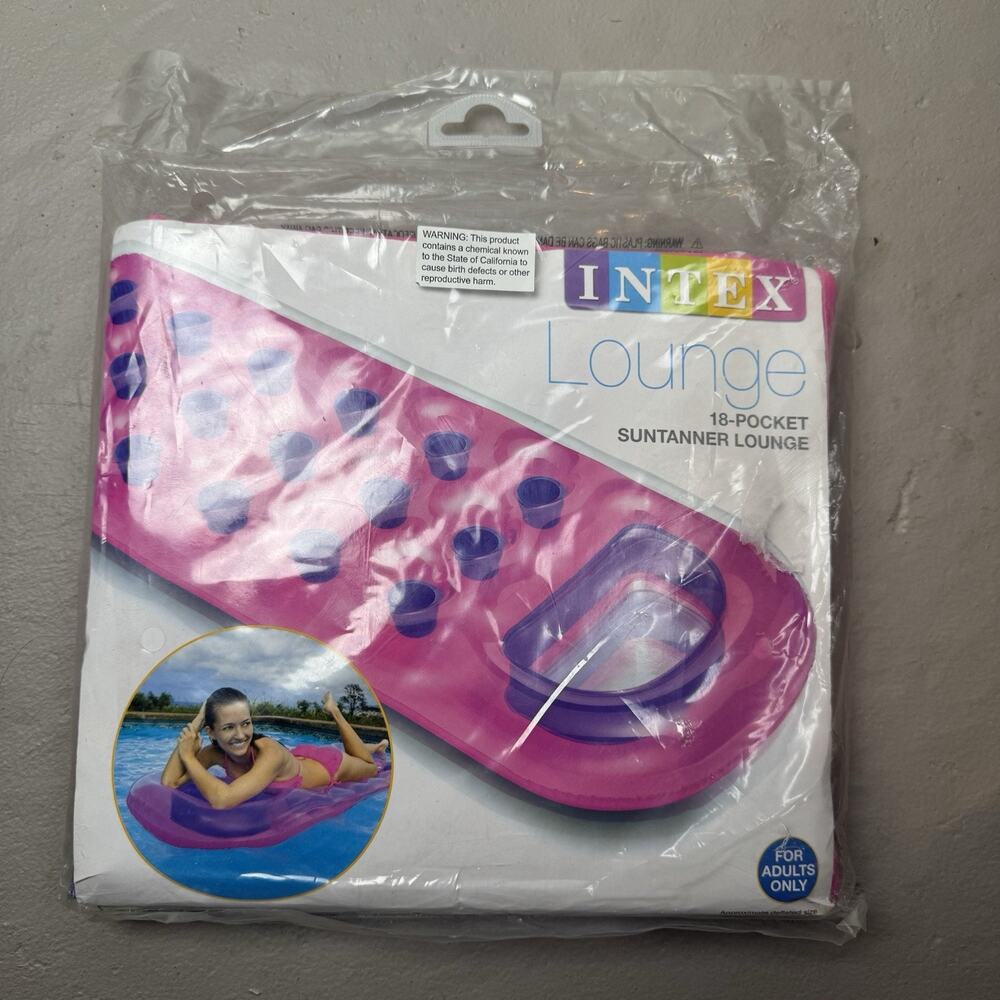 Inflatable Pool Intex 18-Pocket Suntanner Lounge 74" X 28" 1 Pack Pink New